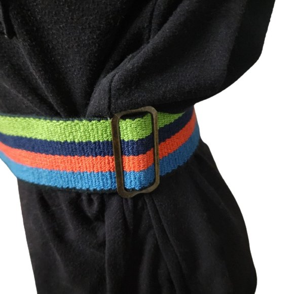 Vintage Rainbow Striped Belt Metal Interlocking Buckle Unique Retro Unisex M L main image 5